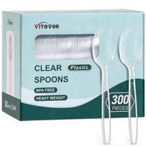 Colheres descartáveis VITEVER Clear Heavy Duty Plastic 300 unidades Colheres descartáveis VITEVER Clear Heavy Duty Plastic 300 unidades