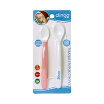 Colheres Infantis 2 Pontas Rosa C/2 Clingo