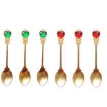 Colheres Natalinas Para Café/Chá Vintage Jogo Com 6 - Inox Pvd.