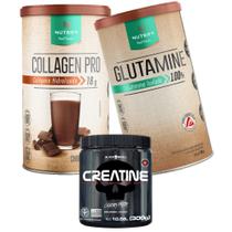 Collagen Pro 450G + Glutamine 500G Glutamina em Pó - Nutrify + Creatine - Creatina 300g - Black