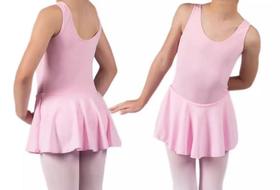 Collant Ballet Body Regata Rosa Saia Acoplada - Balé Infantil - Mademoiselle Mih