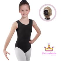 Collant Ballet Infantil Regata Rosa e Preto - Tam 4 ao 14 - Qualidade Premium + Redinha - Encantada