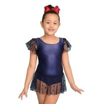 Collant Bree Saia Tule Estrelinha Azul Marinho
