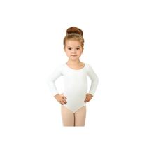 Collant de balé El Trece, uniformes brancos para meninas, manga comprida