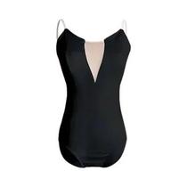 Collant de balé feminino adulto sem mangas alças dança bodysuit ginástica unitard