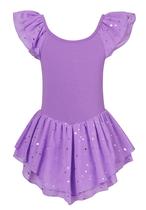 Collant de balé Idgreatim Little Girl roxo 4T 5T com babado Collant de balé Idgreatim Little Girl roxo 4T 5T com babado