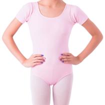 Collant De Balé Infantil Meia Manga Rosa Preto Body Ballet