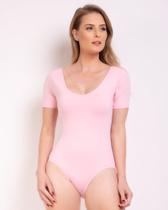 Collant de Ballet com Manga Adulto em Malhação Rosa / Cor: ROSA BALLET / Tamanho: G