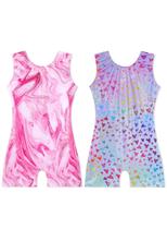 Collant de ginástica EQSJIU para meninas de 6 a 7 anos com shorts vermelhos