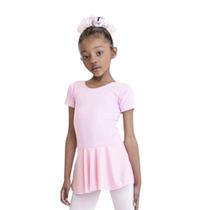 Collant Infantil Juvenil Ballet Manga Curta com Saia Rosa Preto - Maria Chica Collant Infantil Juvenil Ballet Manga Curta com Saia Rosa Preto - Maria Chica