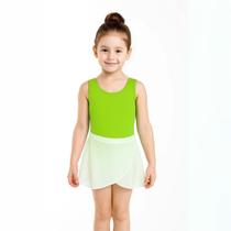 Collant Menina Jazz Balé Verde Regata Liso Dança Festa Apresentação