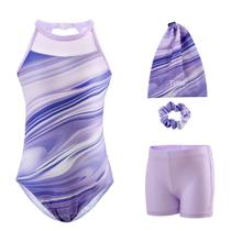 Collant Tstiti para Meninas Conjunto de Ginástica 4 Peças com Malha Collant Tstiti para Meninas Conjunto de Ginástica 4 Peças com Malha