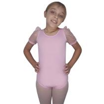 Collant Vya Fit Meia Manga Com Brilho Infantil Collant Vya Fit Meia Manga Com Brilho Infantil