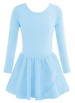 Collants de dança EQSJIU de manga comprida com saia para meninas de 4 a 5 anos Collants de dança EQSJIU de manga comprida com saia para meninas de 4 a 5 anos