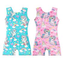 Collants de ginástica EQSJIU Sparkle para crianças e meninas com shorts 9-10Y