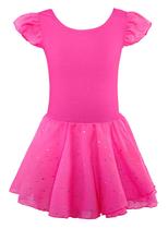 Collants para dançar EQSJIU com mangas com babados Pitaya Red Girls 5-6Y