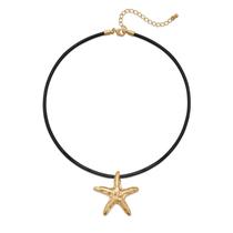 Collar ENSKEFEN Estrella de Mar Dorada Mate con Cadena Negra de Goma Collar ENSKEFEN Estrella de Mar Dorada Mate con Cadena Negra de Goma