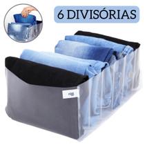 Colmeia Organizador Para Jeans Toalha Roupa de Frio C/ 6 Nichos Divisórias Cristal Transparente JM