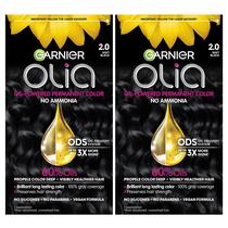 Color de cabelo Garnier Olia Ammonia-Free 2.0 Soft Black, pacote com 2