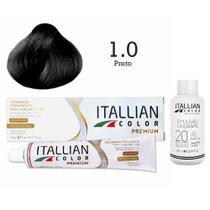 Coloração 1.0 Preto + Oxi 20 Vol Itallian Color Coloração 1.0 Preto + Oxi 20 Vol Itallian Color