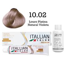 Coloração 10.02 Louro Platina Natural Violeta Oxi 06 Volumes 90ml Itallian Color