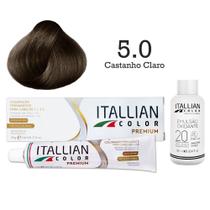 Coloração 5.0 Castanho Claro + Oxi 20 Vol Itallian Color