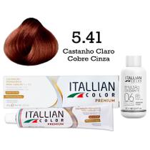 Coloração 5.41 Castanho Claro Cobre Cinza Oxi 06 Volumes 90ml Itallian Color
