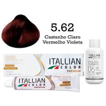 Coloração 5.62 Castanho Claro Vermelho Violeta Oxi 06 Volumes 90ml Itallian Color Coloração 5.62 Castanho Claro Vermelho Violeta Oxi 06 Volumes 90ml Itallian Color