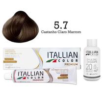Coloração 5.7 Castanho Claro Marrom + Oxi 20 Vol Itallian Color