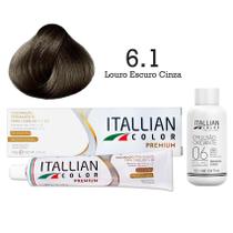 Coloração 6.1 Louro Escuro Cinza + Oxi 06 Volumes 90ml Itallian Color