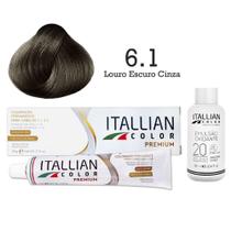 Coloração 6.1 Louro Escuro Cinza + Oxi 20 Vol Itallian Color Coloração 6.1 Louro Escuro Cinza + Oxi 20 Vol Itallian Color