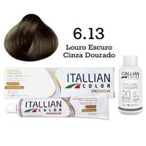 Coloração 6.13 Louro Escuro Cinza Dourado + Oxi 20 Vol Itallian Color
