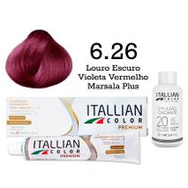 Coloração 6.26 Loiro Esc Viol Vm Marsala Plus Oxi 06 Volumes 90ml Itallian Color