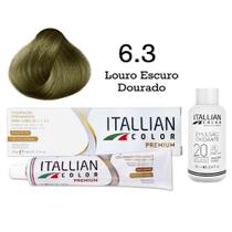 Coloração 6.3 Louro Escuro Dourado + Oxi 20 Vol Itallian Color