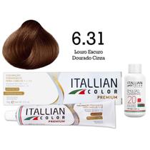 Coloração 6.31 Louro Escuro Dourado Cinza + Oxi 20 Vol Itallian Color