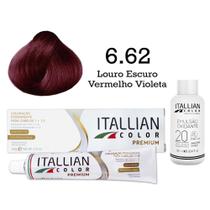 Coloração 6.62 Louro Escuro Vermelho Violeta + Oxi 20 Vol Itallian Color