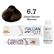 Coloração 6.7 Louro Escuro Marrom Oxi 06 Volumes 90ml Itallian Color