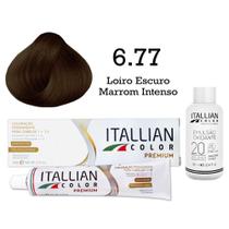 Coloração 6.77 Louro Escuro Marrom Intenso + Oxi 20 Vol Itallian Color
