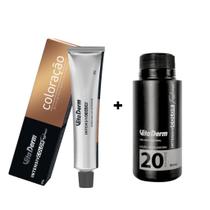 Coloração 7.0 Louro Médio + Água Oxigenada 20 volumes 90ml Vita Derm Coloração 7.0 Louro Médio + Água Oxigenada 20 volumes 90ml Vita Derm