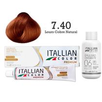Coloração 7.40 Louro Cobre Natural Oxi 06 Volumes 90ml Itallian Color