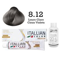 Coloração 8.12 Louro Claro Cinza Violeta + Oxi 20 Vol Itallian Color