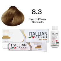 Coloração 8.3 Louro Claro Dourado + Oxi 20 Vol Itallian Color