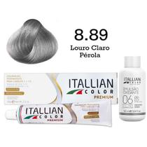 Coloração 8.89 Louro Claro Pérola Oxi 06 Volumes 90ml Itallian Color