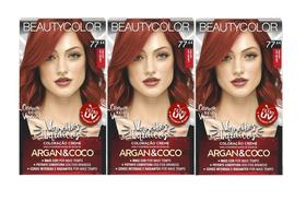Coloracao Beautycolor 77.44 - paixão em carmim (Kit C/3 )