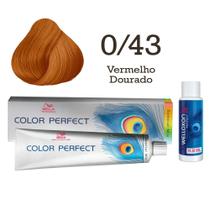 Coloração Color Perfect 0/43 Vermelho Dourado + Emulsão Oxi 30 Welloxon Wella