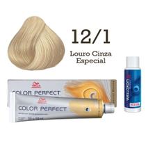 Coloração Color Perfect 12/1 Louro Cinza Especial + Emulsão Oxi 30 Welloxon Wella Coloração Color Perfect 12/1 Louro Cinza Especial + Emulsão Oxi 30 Welloxon Wella