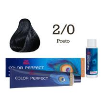 Coloração Color Perfect 2/0 Preto Color Perfect + Oxi 20 Welloxon Wella