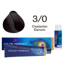 Coloração Color Perfect 3/0 Castanho Escuro + Oxidante 20 Welloxon Wella