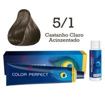 Coloração Color Perfect 5/1 Castanho Claro Acinzentado + Ox 30 Wella