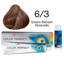 Coloração Color Perfect 6/3 Louro Escuro Dourado + Ox 20 Wella